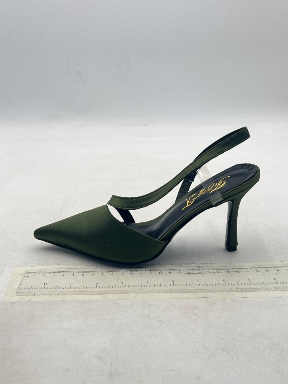 FOWT Olive Comfort Transparent Slingback Pointed Toe High Heeled Pump